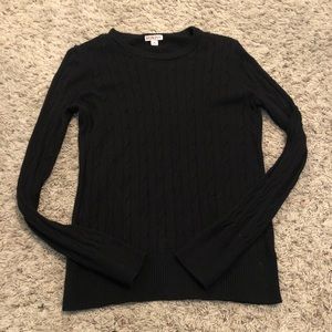 black cable knit sweater